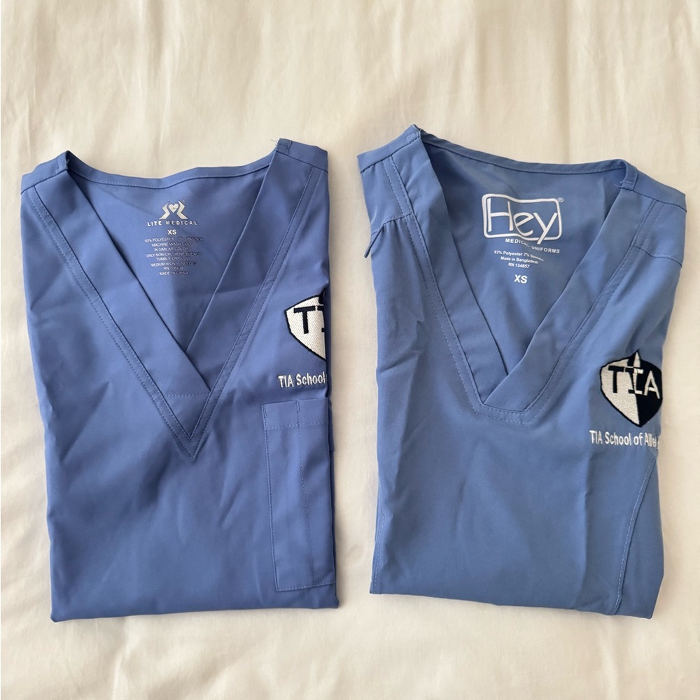 Women's Blue V-Neck Scrub Tops